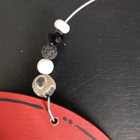 Handmade Valentine's Day Heart leopard print wood door hanger 12" beaded - Picture 2 of 2